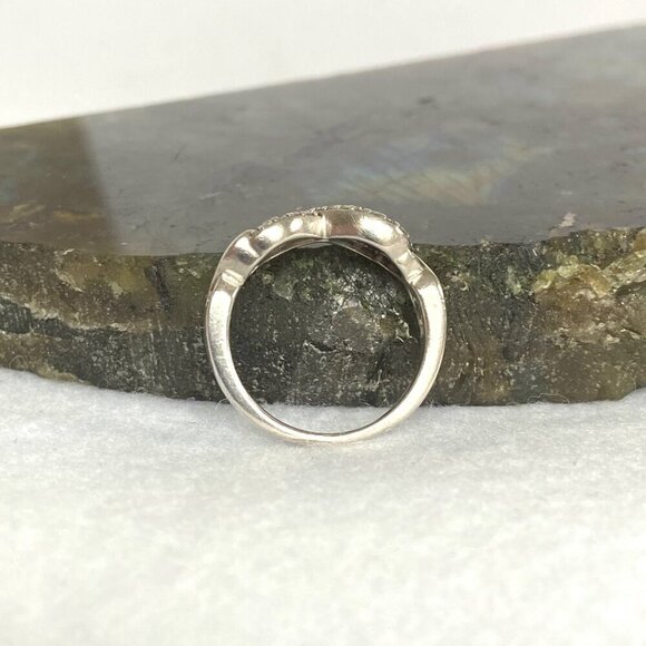 Sterling Silver 925 Dainty Round Diamond Infinity Symbol Band Ring Sz 4.75 - Picture 7 of 16